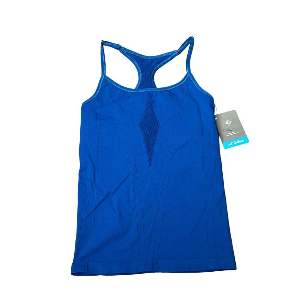 NWT Nux Blue Light Compression Shelf Bra Seamless Tank Racerback Logo Small